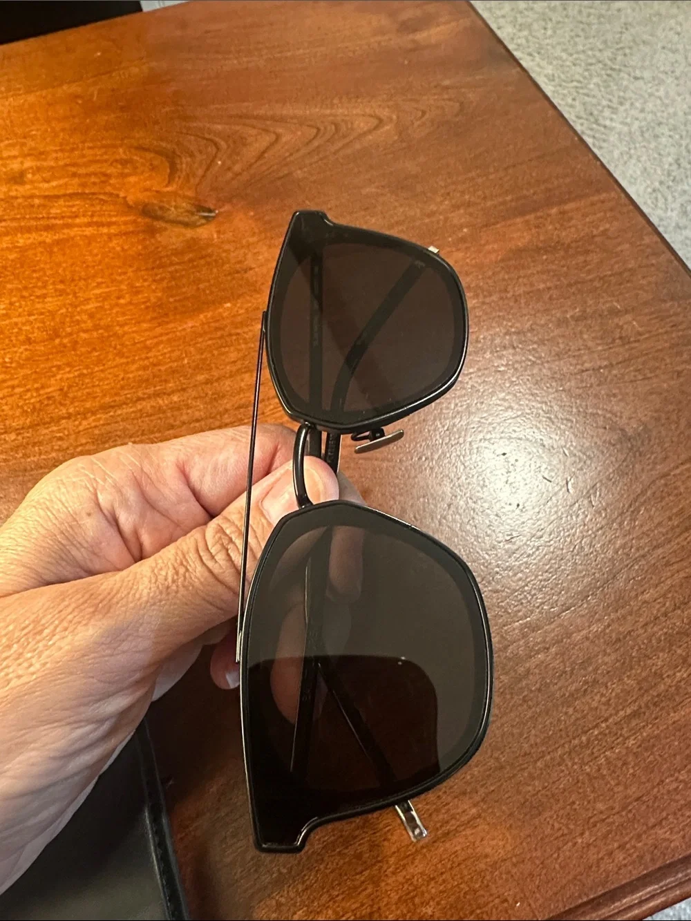 Saint Laurent Black Frame Sunglasses with Brown Lenses